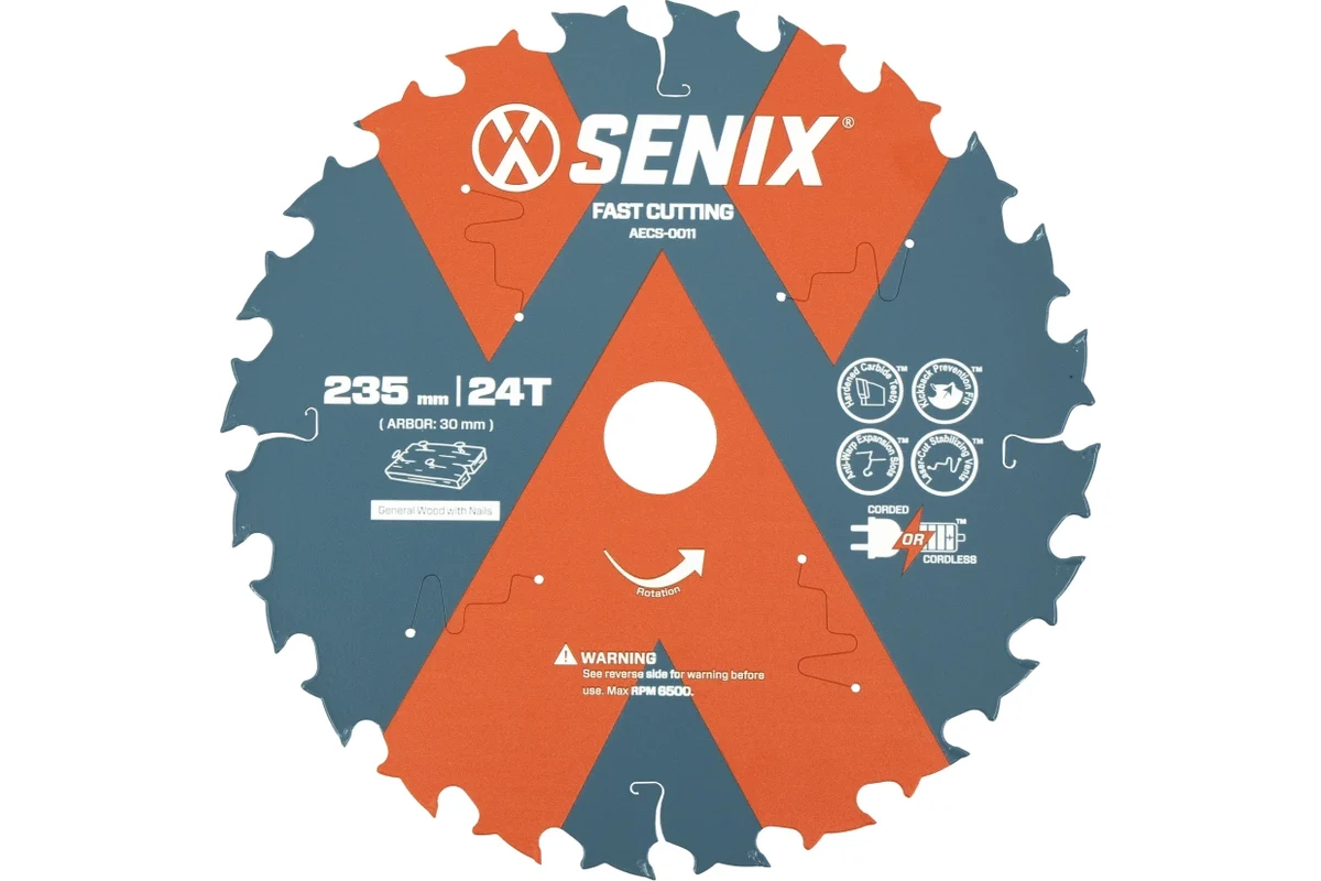 Диск пильный по дереву 235х30 мм, 24Т SENIX AECS-0011