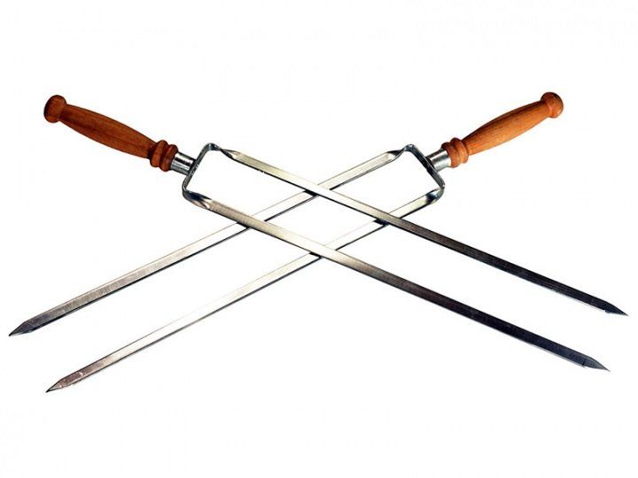картинка Двойной шампур с деревянной ручкой — 62 см