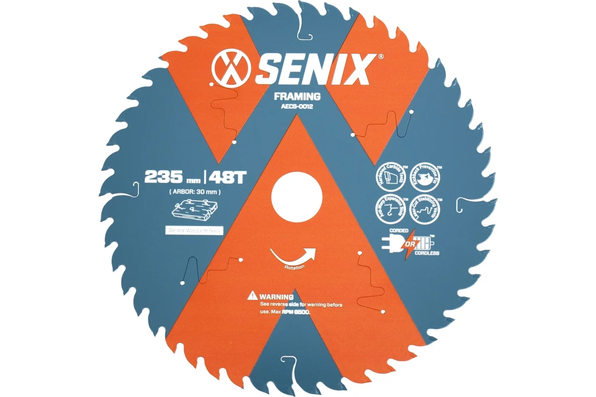 Диск пильный по дереву 235х30 мм, 48Т SENIX AECS-0012
