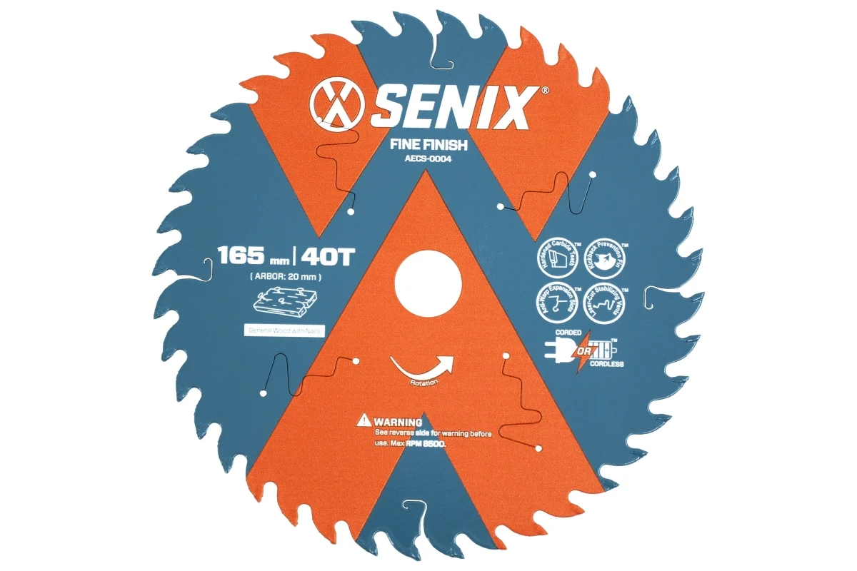 Диск пильный по дереву 165х20 мм, 40Т SENIX AECS-0004
