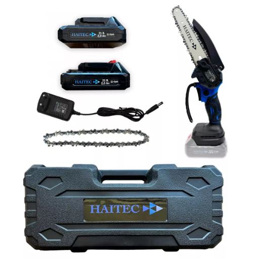 Цепная пила аккумуляторная HAITEC HT-AKS62Liset 2 акб 2Ач + зу + 2 цепи + кейс
