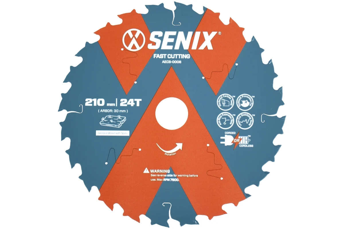 Диск пильный по дереву 210х30 мм, 24Т SENIX AECS-0008