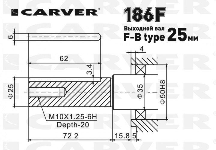 картинка Двигатель дизельный Carver 186F