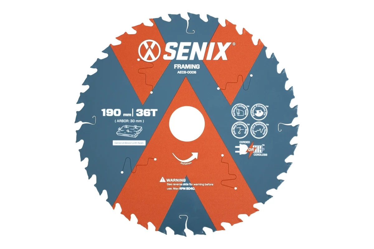 Диск пильный по дереву 190х30 мм, 36Т SENIX AECS-0006